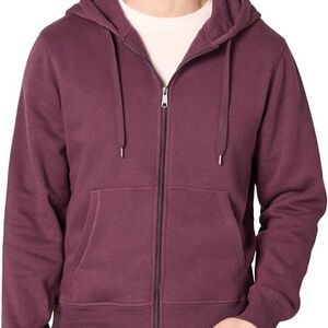 Amazon Essentials Men's burgundy zip-up hooded Jacket Size XXL